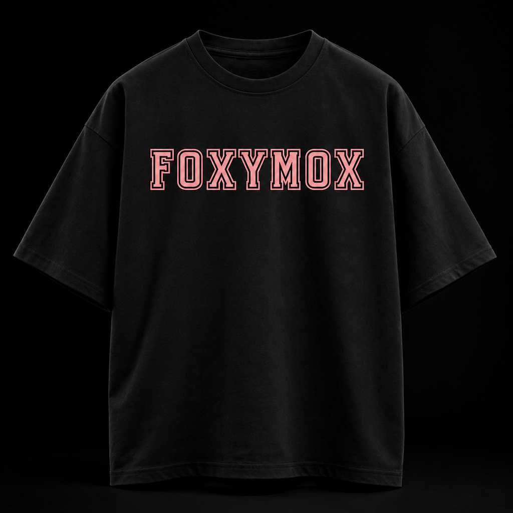 FOXYMOX Varsity Oversized Tee – Black Pink