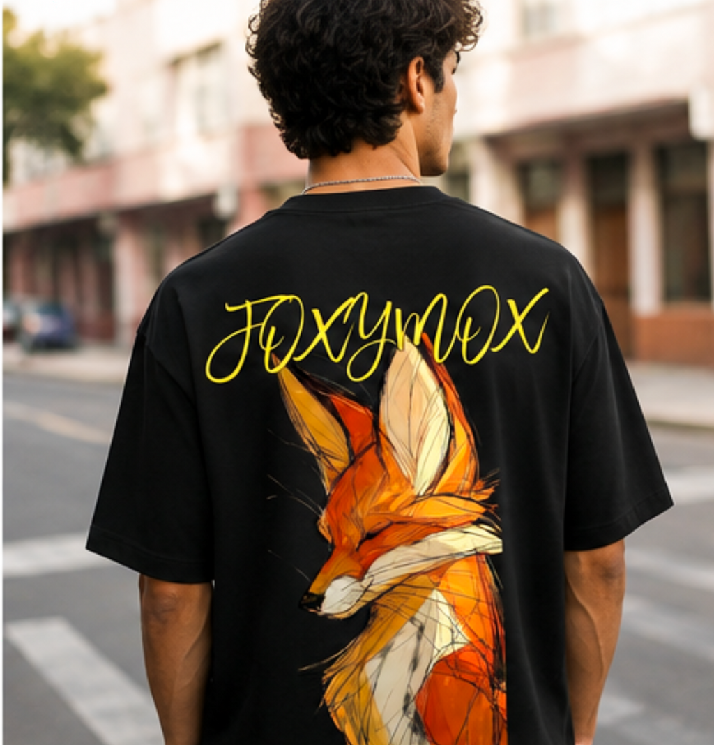 Fox Instinct T-Shirt | Black Oversized