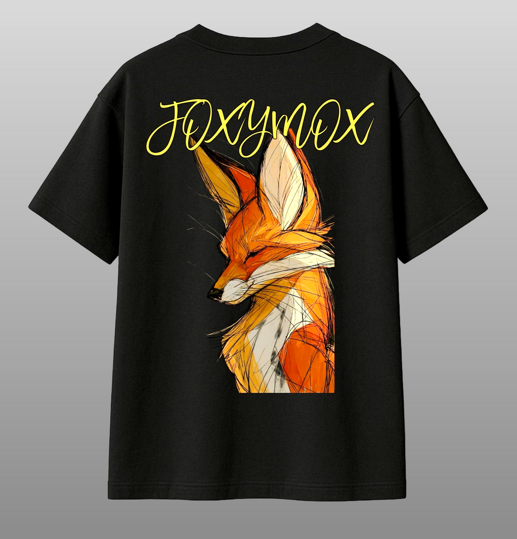 Fox Instinct T-Shirt | Black Oversized