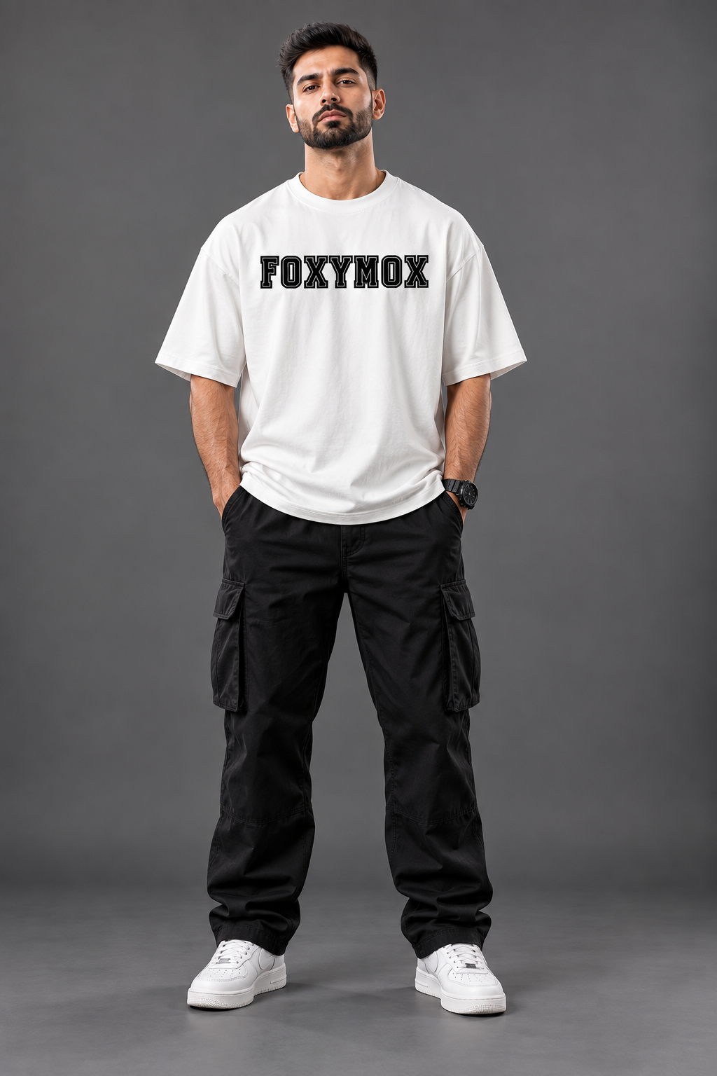 FOXYMOX Varsity Oversized Tee – Off White