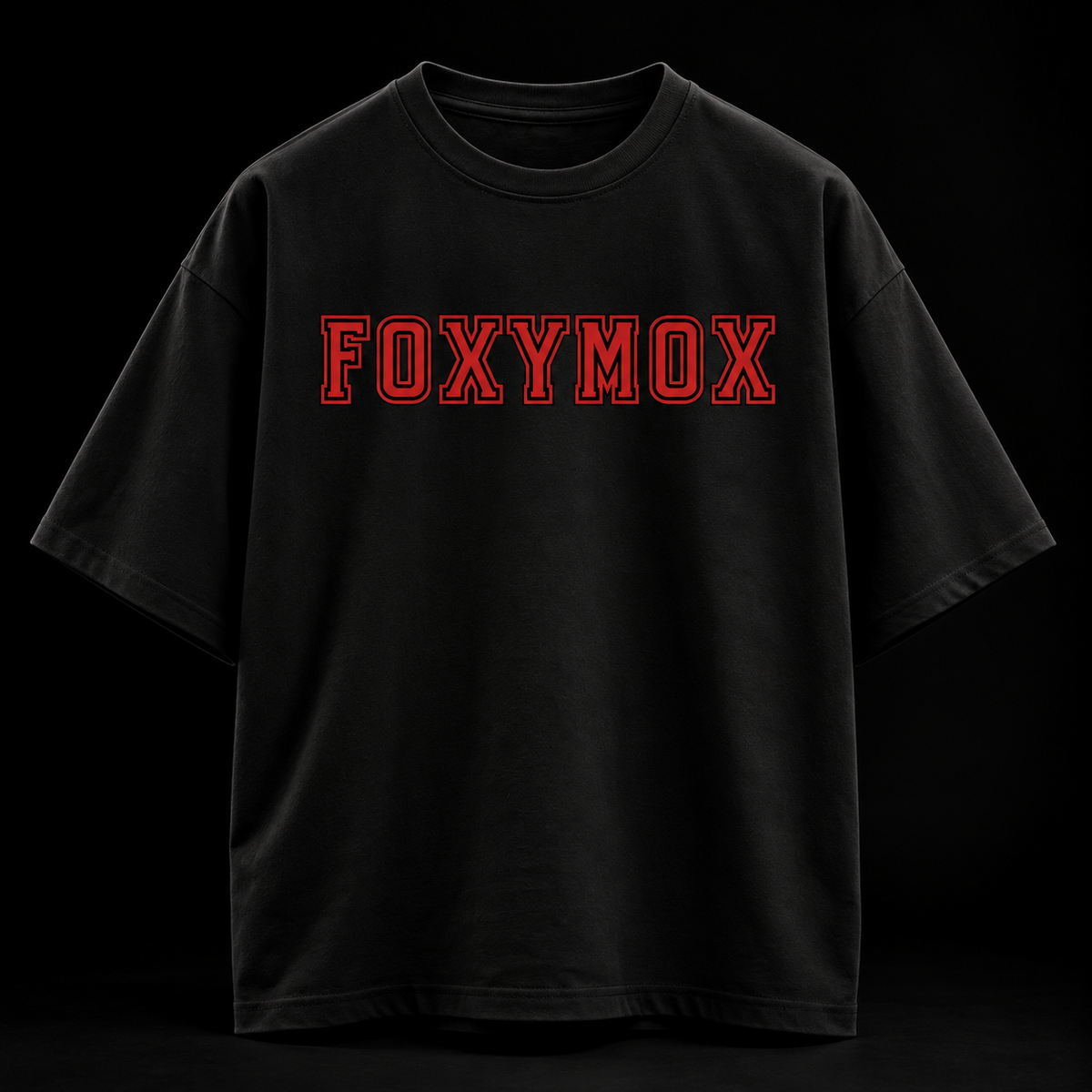 FOXYMOX Varsity Oversized Tee – Black Red