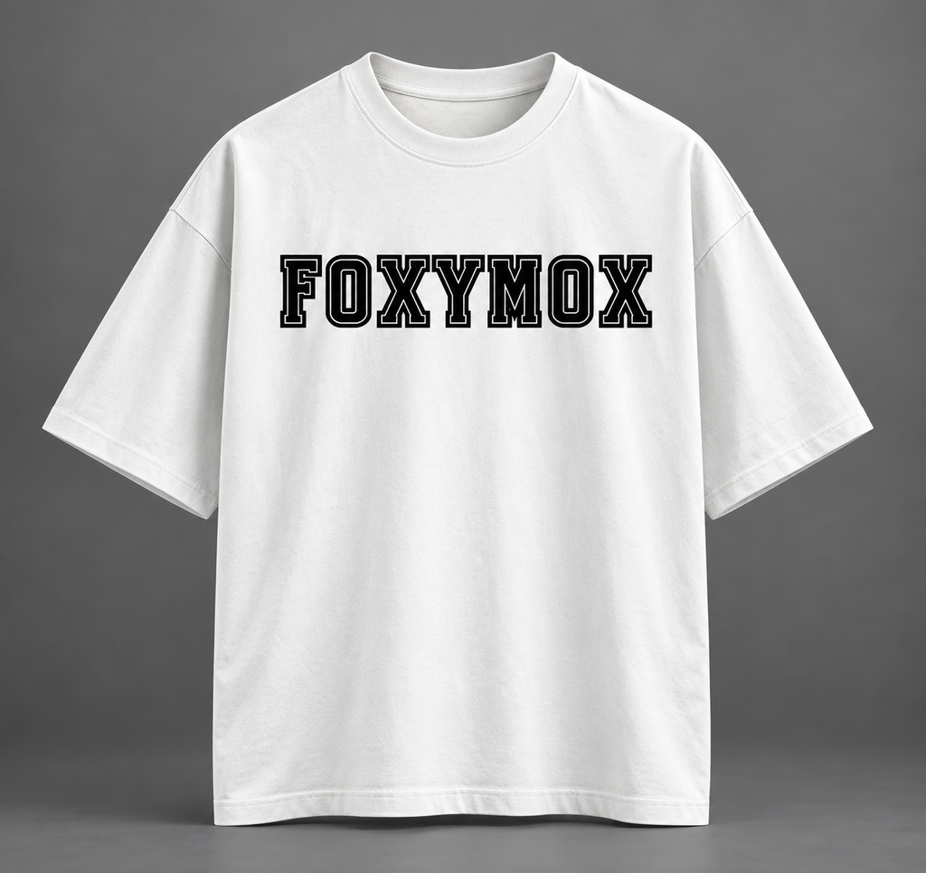 FOXYMOX Varsity Oversized Tee – Off White