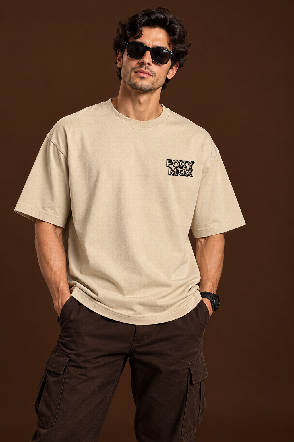 FOXYMOX MASCOT COLLECTION | “Hangin’ Around” | Beige Oversized